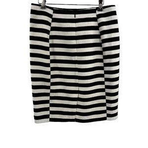 Ann Taylor Black White Striped Floral Pencil Skirt Lined Womens Size 8